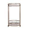 31" Champagne Iron and Mirrored Glass Octagonal Rolling Bar Cart