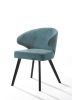 Set of Two Teal Blue And Black Upholstered Fabric Wing Back Dining Arm Chairs