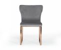 Gray and Gold Upholstered Fabric Wing Back Dining Side Chair