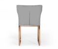 Gray and Gold Upholstered Fabric Wing Back Dining Side Chair