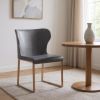 Gray and Gold Upholstered Fabric Wing Back Dining Side Chair