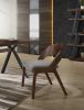 Set of Two Gray and Brown Upholstered Fabric Curved Back Dining Side Chairs