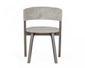 Set of Two Gray and Brown Upholstered Fabric Dining Arm Chairs