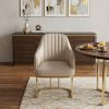 Gray and Gold Upholstered Fabric Dining Arm Chair