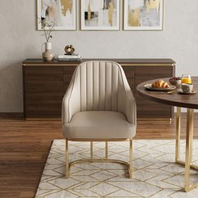 Gray and Gold Upholstered Fabric Dining Arm Chair