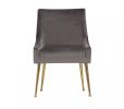 Set of Two Gray Rosegold Velvet Dining Chairs