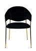 Set of Two Black Gold Velvet Modern Dining Chairs