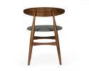Set of Two Gray and Brown Upholstered Fabric Wishbone Back Dining Side Chairs