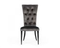 Set of Two Gray and Black Upholstered Velvet Dining Side Chairs