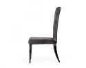 Set of Two Gray and Black Upholstered Velvet Dining Side Chairs