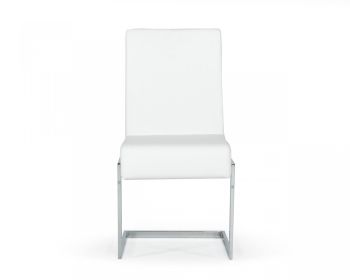 Set of Two White Silver Modern Dining Chairs