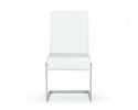 Set of Two White Silver Modern Dining Chairs