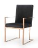 Black and Gold Upholstered Fabric Dining Arm Chair