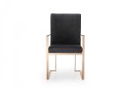 Black and Gold Upholstered Fabric Dining Arm Chair
