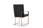 Black and Gold Upholstered Fabric Dining Arm Chair