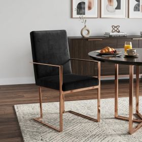 Black and Gold Upholstered Fabric Dining Arm Chair