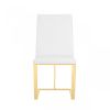 White and Gold Upholstered Faux Leather Dining Side Chair