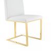 White and Gold Upholstered Faux Leather Dining Side Chair