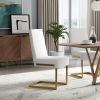 Set of Two White and Gold Upholstered Faux Leather Dining Side Chairs