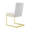 Set of Two White and Gold Upholstered Faux Leather Dining Side Chairs