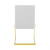 Set of Two White and Gold Upholstered Faux Leather Dining Side Chairs