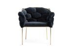 Black and Brass Upholstered Fabric Dining Arm Chair