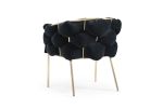 Black and Brass Upholstered Fabric Dining Arm Chair