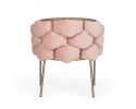 Pink and Brass Upholstered Fabric Dining Arm Chair