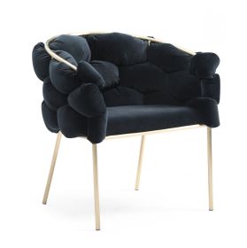 Black Geo Velvet and Champagne Gold Velvet Dining Chair