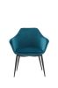 Teal Blue and Black Upholstered Fabric Dining Arm Chair