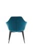Teal Blue and Black Upholstered Fabric Dining Arm Chair
