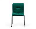 Set of Two Green and Black Upholstered Fabric Dining Side Chairs