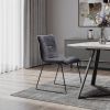 Set of Two Gray Velvet Dining Chairs