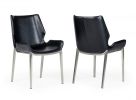 Set of Two Black Faux Leather Moder Dining Chairs