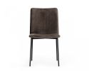 Set of Two Brown And Black Upholstered Fabric Dining Side Chairs