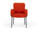 Orange and Black Upholstered Fabric Dining Arm Chair