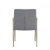 Gray and Antiqued Brass Upholstered Fabric Dining Arm Chair