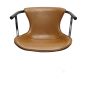 Camel and Black Upholstered Faux Leather Dining Arm Chair