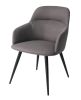Gray and Black Upholstered Fabric And Metal Dining Arm Chair