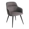 Gray and Black Upholstered Fabric And Metal Dining Arm Chair