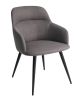 Gray and Black Upholstered Fabric And Metal Dining Arm Chair
