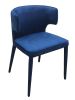 Blue Upholstered Velvet Wing Back Dining Arm Chair
