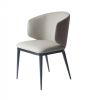 Beige and Black Upholstered Faux Leather Wing Back Dining Arm Chair