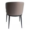 Beige and Black Upholstered Faux Leather Wing Back Dining Arm Chair