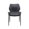 Set of Two Gray and Black Upholstered Faux Leather Wing Back Dining Side Chairs