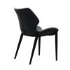 Set of Two Gray and Black Upholstered Faux Leather Wing Back Dining Side Chairs