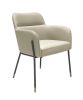 Gray and Black Upholstered Faux Leather Slat Back Dining Arm Chair