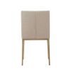 Set of Two Beige and Antiqued Brass Upholstered Fabric Wing Back Dining Side Chairs