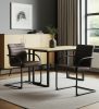 Set of Two Brown and Black Upholstered Faux Leather Dining Arm Chairs