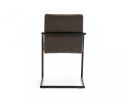 Set of Two Brown and Black Upholstered Faux Leather Dining Arm Chairs